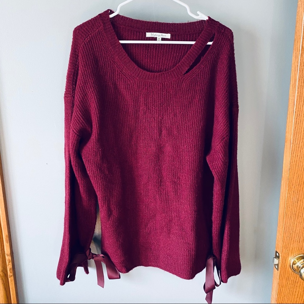 Blushing Heart maroon sweater